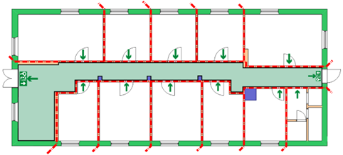 Bild på en utrymningspassage.