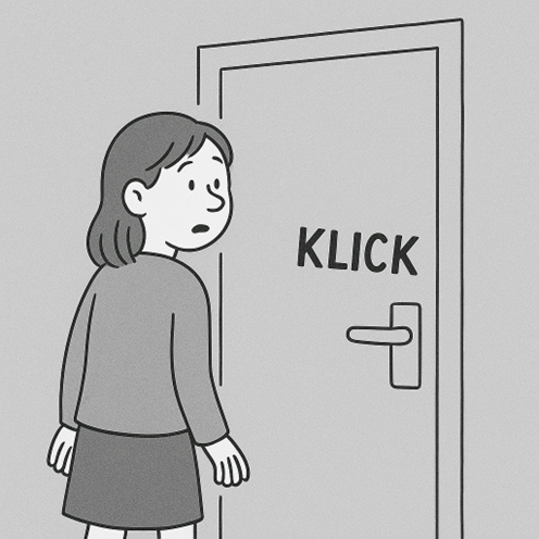 Tecknad bild på en dörr som låses automatiskt.