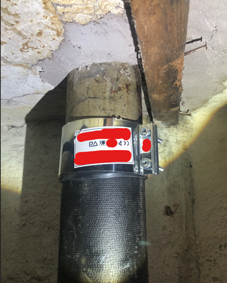 Bild på gråjärn kopplat mot stam av gjutjärn